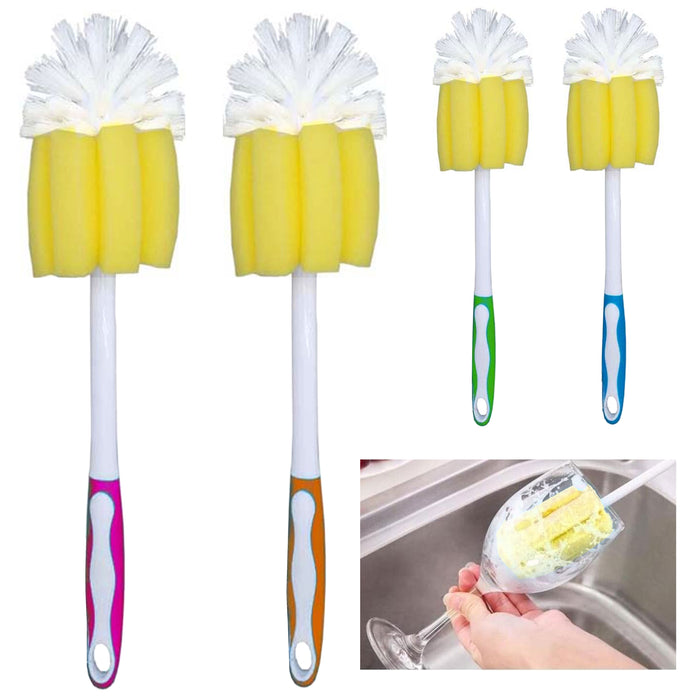 2 Pc Dish Glass Bottle Mug Sponge Brush Scourer Cup Scrubber Household Tool