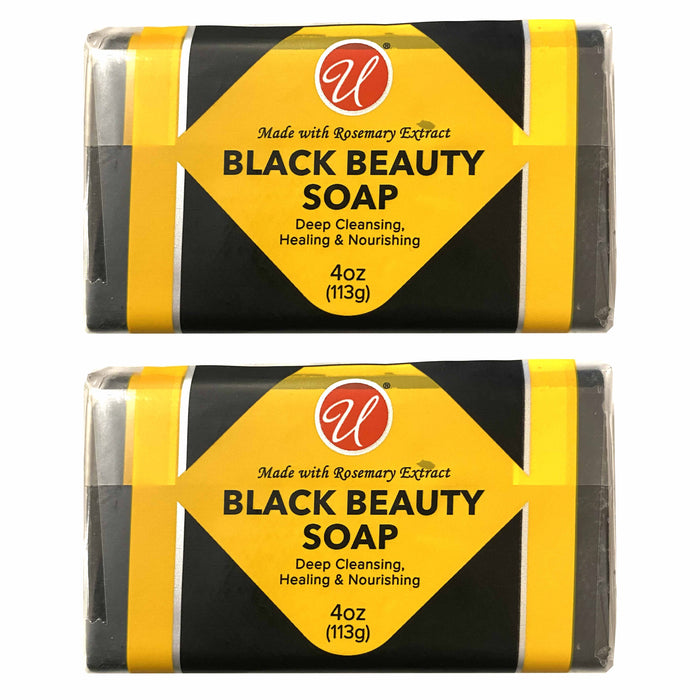 2 Pc African Black Soap Beauty Bar Rosemary Extract All Natural Skin Care 4oz