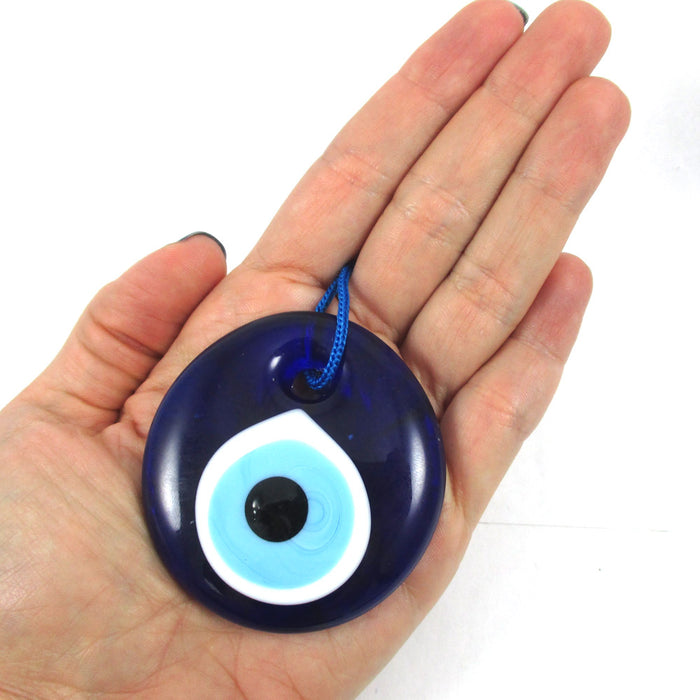 Blue Glass Evil Eye Hamsa Protection Amulet Luck Wall Hanging Decorations 2 1/4