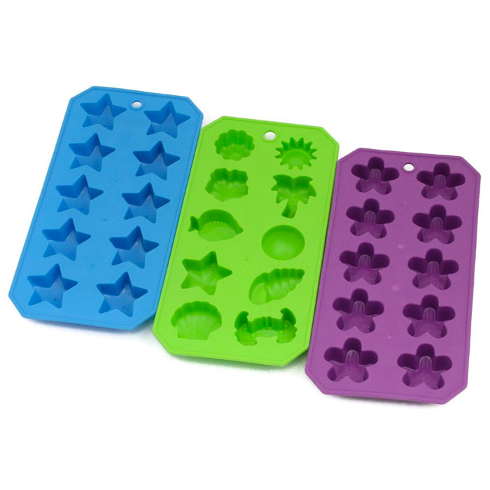 3PC Silicone Mold Chocolate Ice Cube Tray Fondant DIY Soap Candy Maker Set