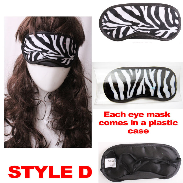 3 PC  Luxury Animal Print Sleeping Eye Mask Blindfold Shade Travel Sleep Aid Cover Rest Nap