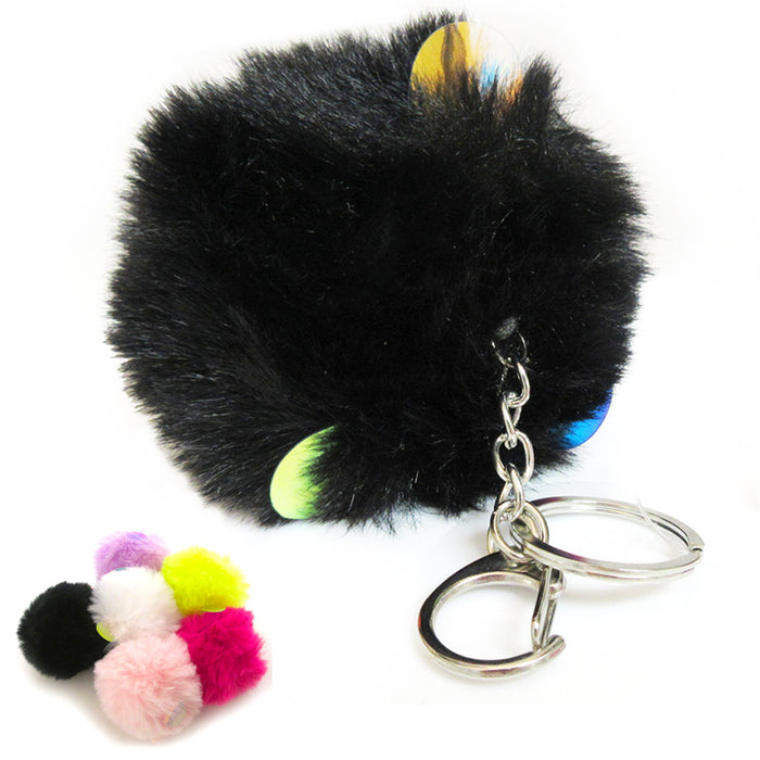 Pom Pom Keychain Fur Puff Ball Key Ring Fluffy Bag Accessories Car Charm Pendant