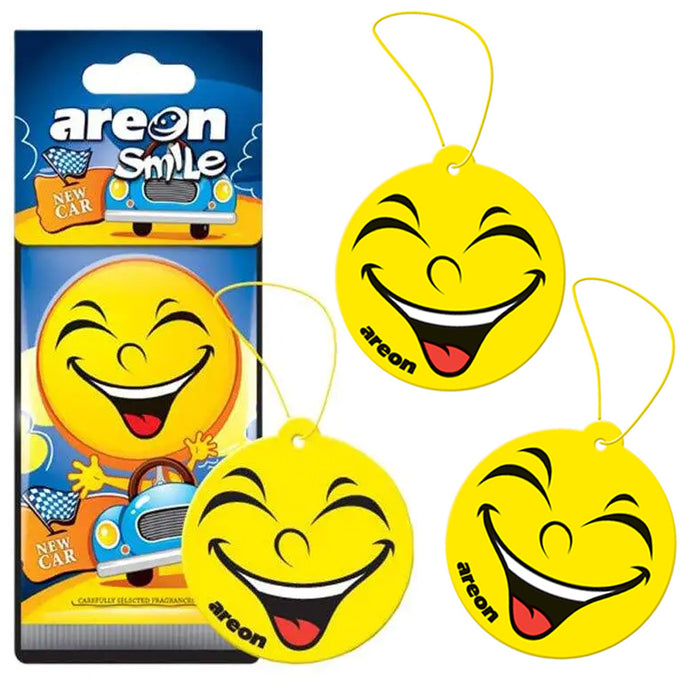 3 AREON Smile Funny Car Air freshener Emoji Hanging New Car Scents Long Lasting