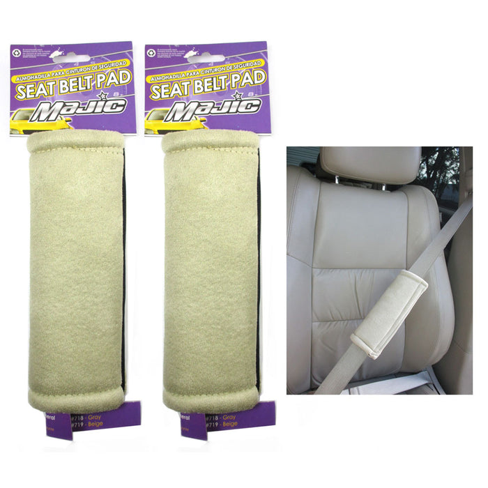 2 Car Safety Seat Belt Pads Soft Shoulder Strap Cover Cushion Truck Auto Beige