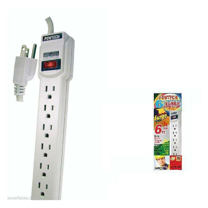 6 Outlet Power Strip With Surge Protection 6 ft Cord 6outlet 90 Joules New UL  !