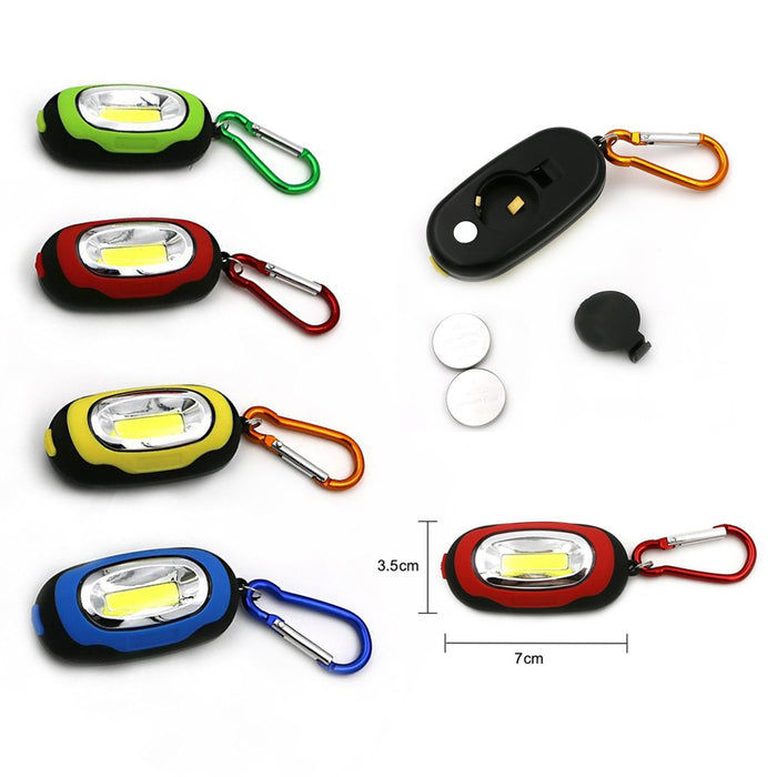 6 Flashlights Key Ring Portable COB LED Carabiner Keychain Camping Light Hiking