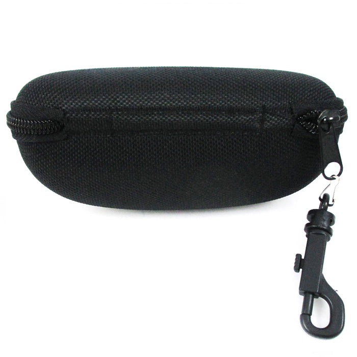 Black Glasses Case Nylon Protective Semi Hard Sunglasses Zipper Closure and Hook