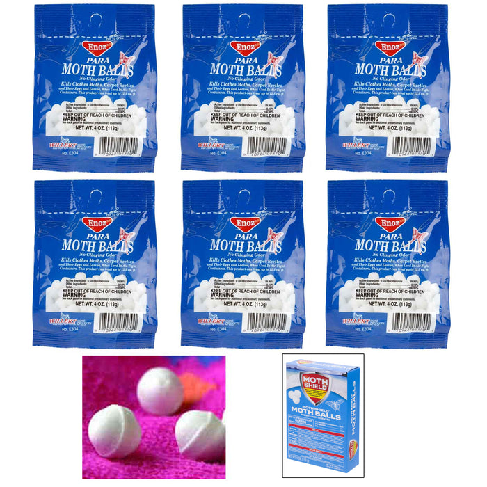 6 Bags Moth Balls Kills Clothes Moths Carpet Beetles Fresh Linen Scent 4 oz Each