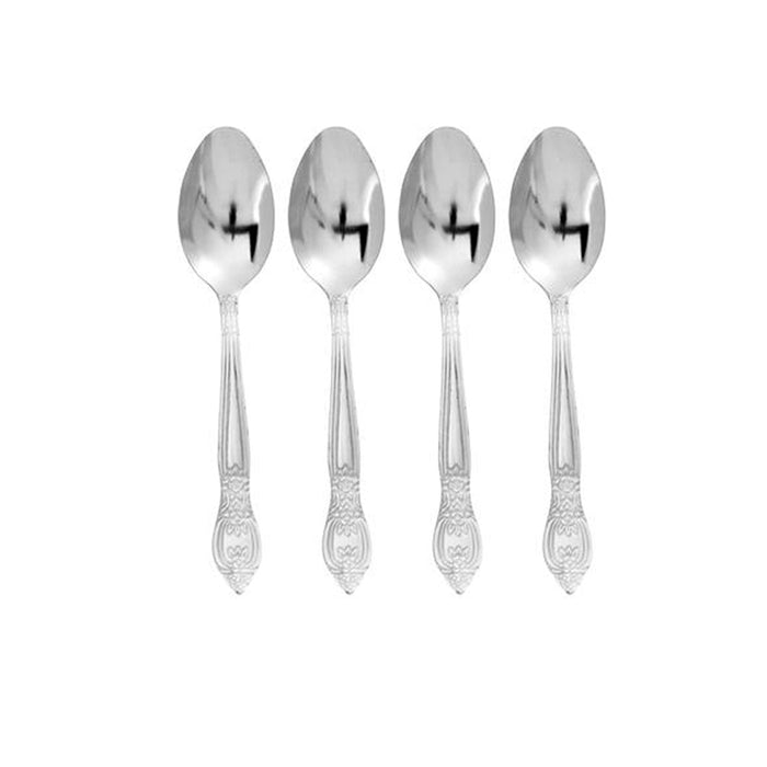 4 Pc Dinner Spoons Flatware Set Silverware Cutlery Stainless Steel Soup Utensil