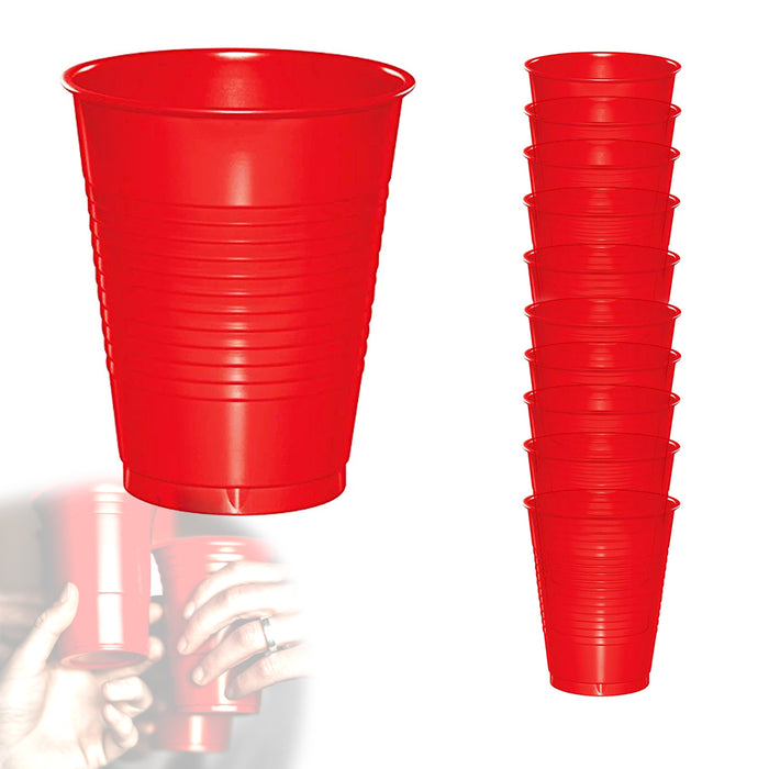 32PC Disposable Party Cups Red Cup Drinking Plastic 16oz Home College Heavy Duty