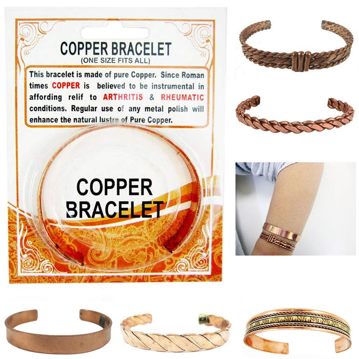 1pc Copper Pain Cuff Bracelet Bangle Adjustable Women Men Jewelry Gifts Styles