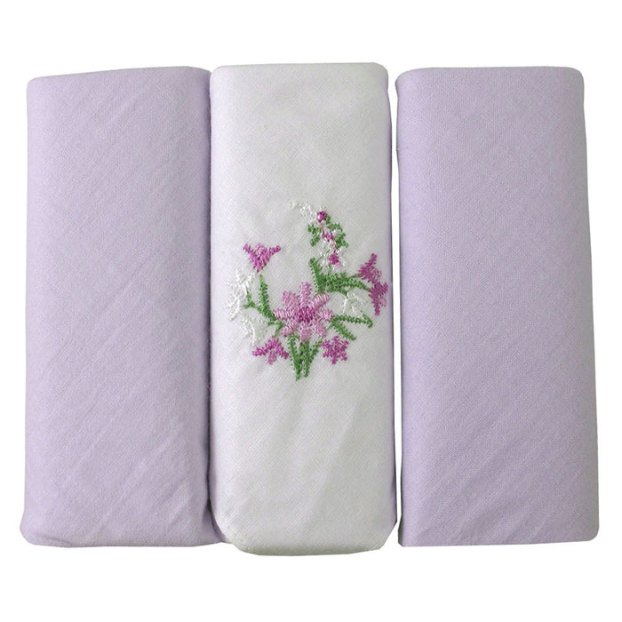 6 Pack Ladies Embroidered Handkerchief Colored Embroidered Hankies Floral Women