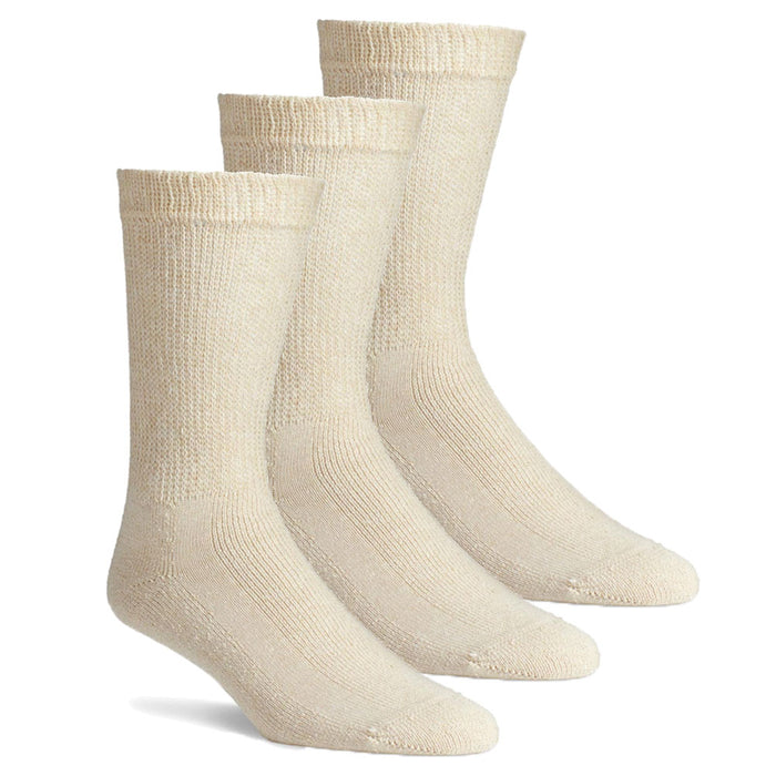 3 Pairs Diabetic Socks Seamless Crew Women Men Circulatory Non Binding 10-13 Tan