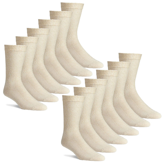 12 Pairs Women and Men Diabetic Circulatory Socks Non-Binding Support Tan 10-13