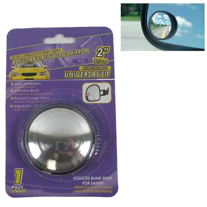 2pc Universal 2" Wide Angle Convex Rear Side View Blind Spot Mirror Car Auto