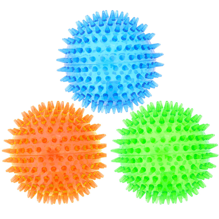 6 Pc Chew Toys Colorful Spike Balls Fetching Pets Dogs Play Rubber Dental Spiky