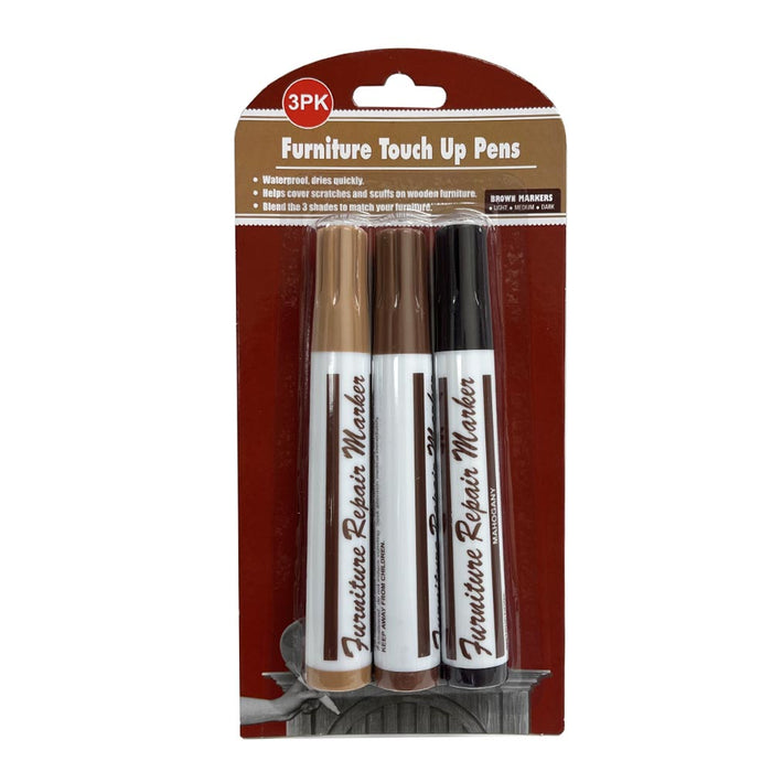 3 Pc Wood Furniture Repair Markers Kit Touch Up Remover Cover-Up Scratches Table