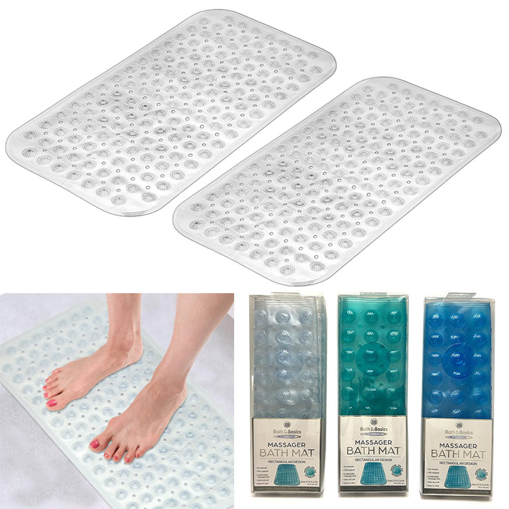 AllTopBargains 1 Shower Rug Non Slip Fast Drying Woven Bath Tub Mat 29 x 17 Adhesive Suction