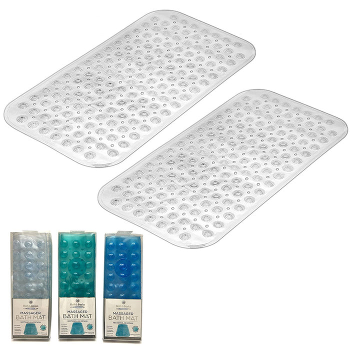 AllTopBargains 2 PC Large Bath Mat Foot Massage Rubber Non-Slip Strong Suction Bathroom Shower