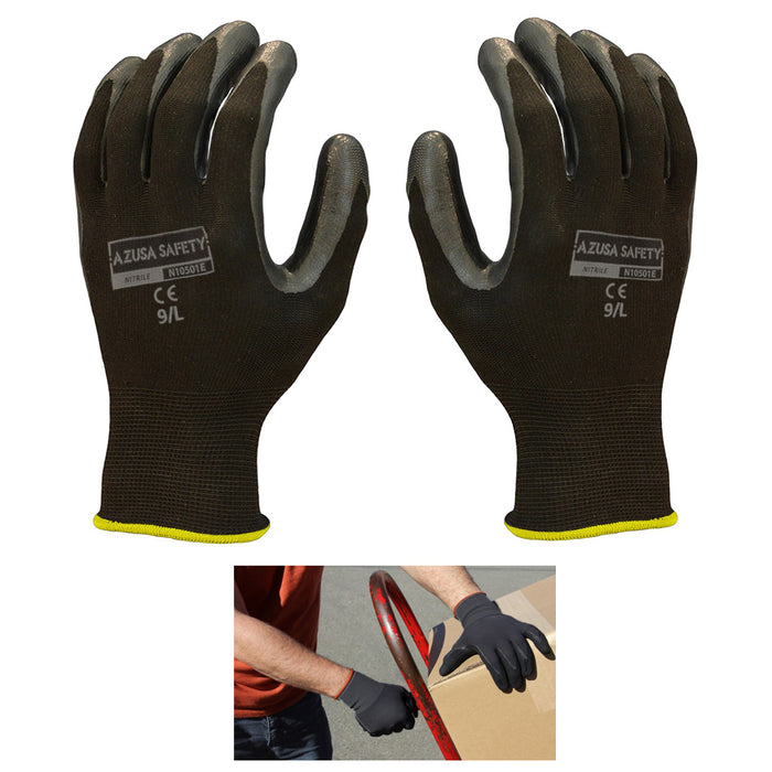 1 Pair Nitrile Coated Gloves Packing Receiving Work Hand Palm Safety Large