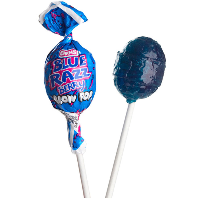 30 Pc Lollipops Charms Blow Pops Blue Razz Raspberry Sweet Sour Suckers Treats