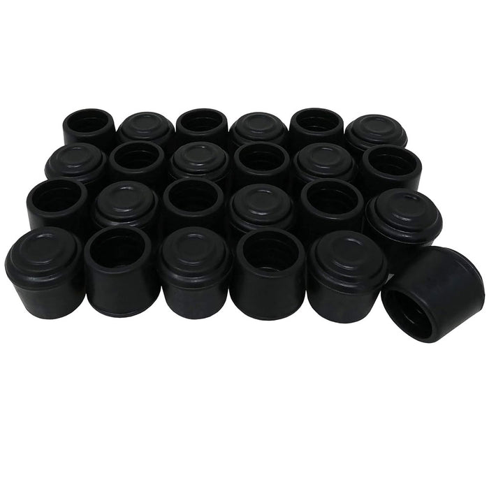 24 Pc 1" Black Rubber Chair Tips Leg Feet Caps Pads Furniture Gripper Non Slip