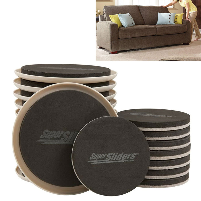 Super Sliders 3 1/2 inch Round Hardwood Floor Furniture Sliders, 16 Pack, Size: 3.5, Gray