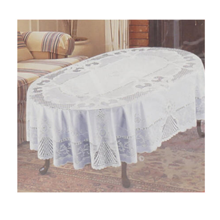 Vinyl White Oval Tablecloth 54" X 72" Design Table Cover Party Easy Wipe Clean