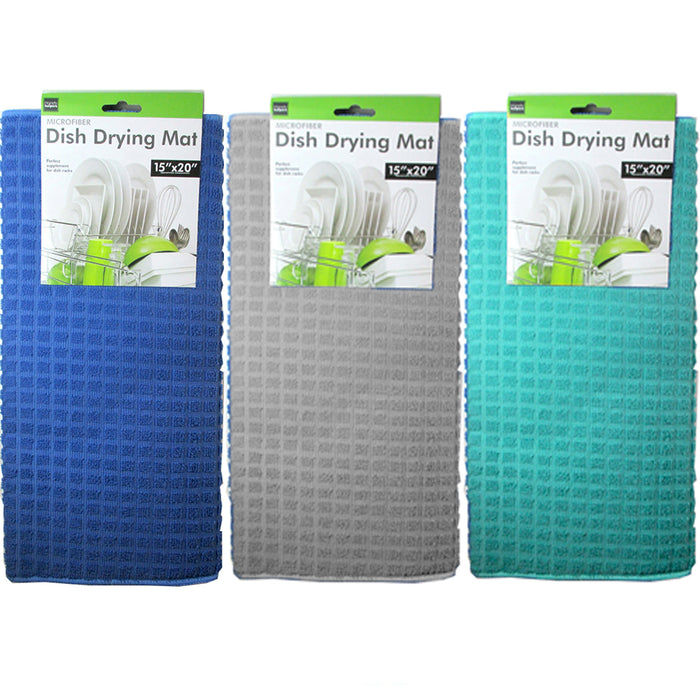 AllTopBargains 2 Dish Drying Mat 16x18 Microfiber Absorbent Kitchen Home Dishes Towel Drainer