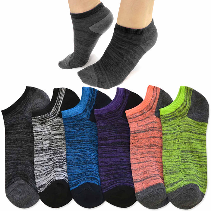 6 Pairs Women's Fashion Ankle Socks Low Cut No Show Neon Sports Casual 9-11