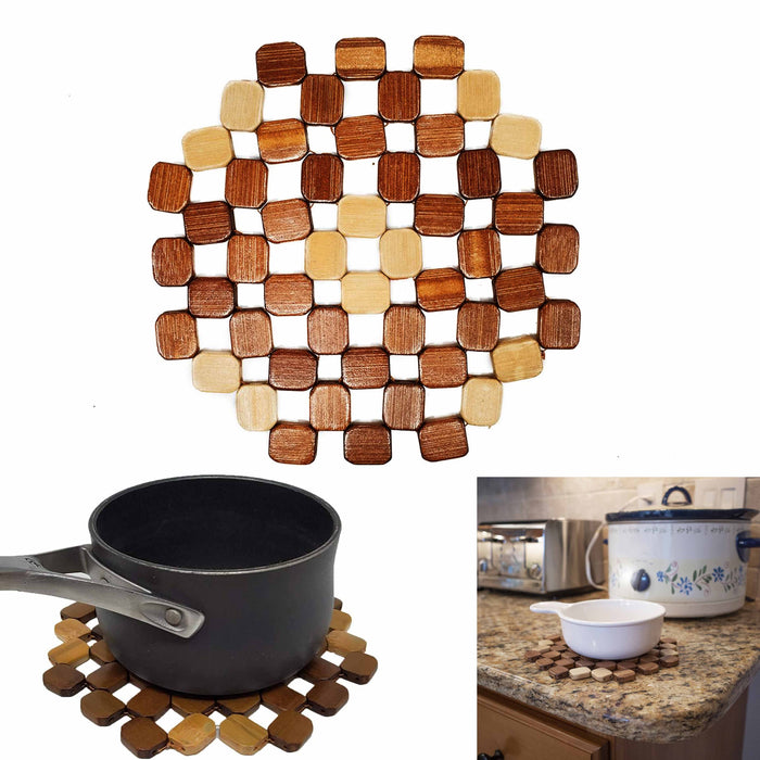 1 Pc Bamboo Trivet Mat Hot Pad Pot Holder Oven Heat Resistant Coaster Kitchen