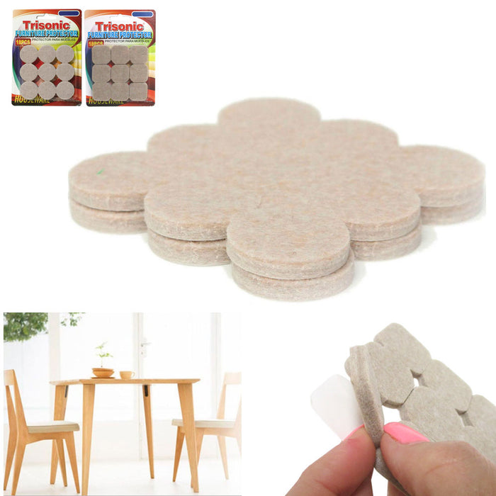 18 Self Adhesive Felt Floor Protectors Round Beige Pads Furniture Chair Scratch