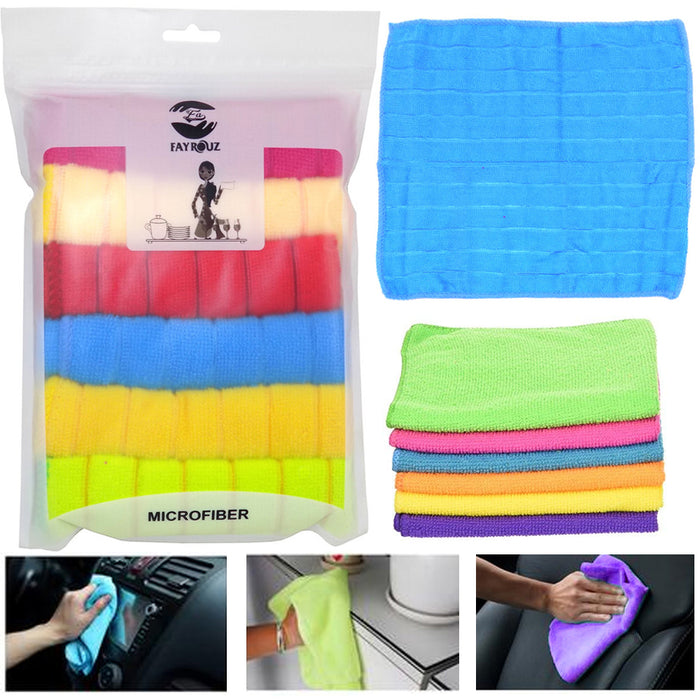 6 X Multi Purpose Microfiber Cloths Set Cleaning Rag Window Cleaner Towel Car