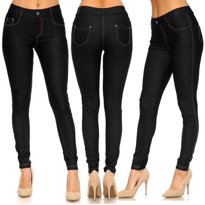 Women Stretchy Black Denim Jegging Skinny Jeans Pencil Pants Leggings Slim Small