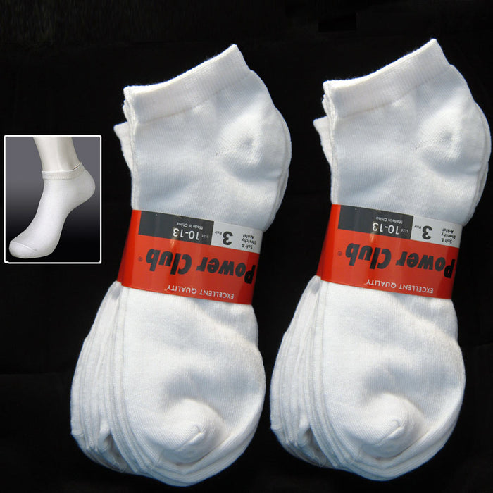 New 6 Pairs White Ankle Quarter Crew Mens Womens Sport Socks Low Cut Size 10-13