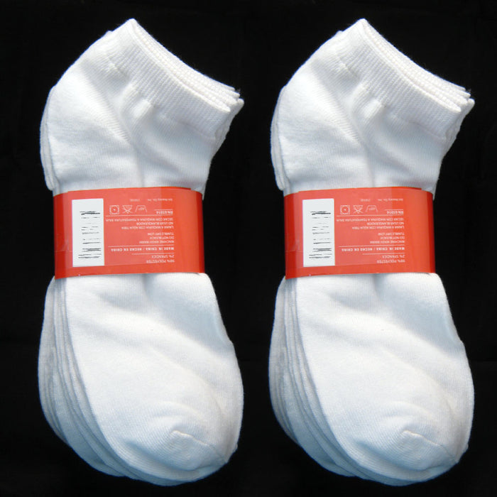 New 6 Pairs White Ankle Quarter Crew Mens Womens Sport Socks Low Cut Size 10-13