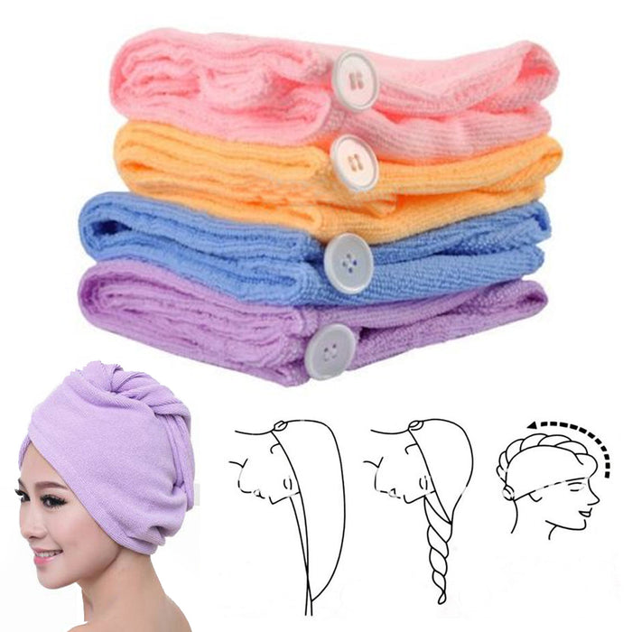 2 Turban Towels Twist Hair Quick Dry Microfiber Bath Towel Hair Wrap Cap Hat Spa