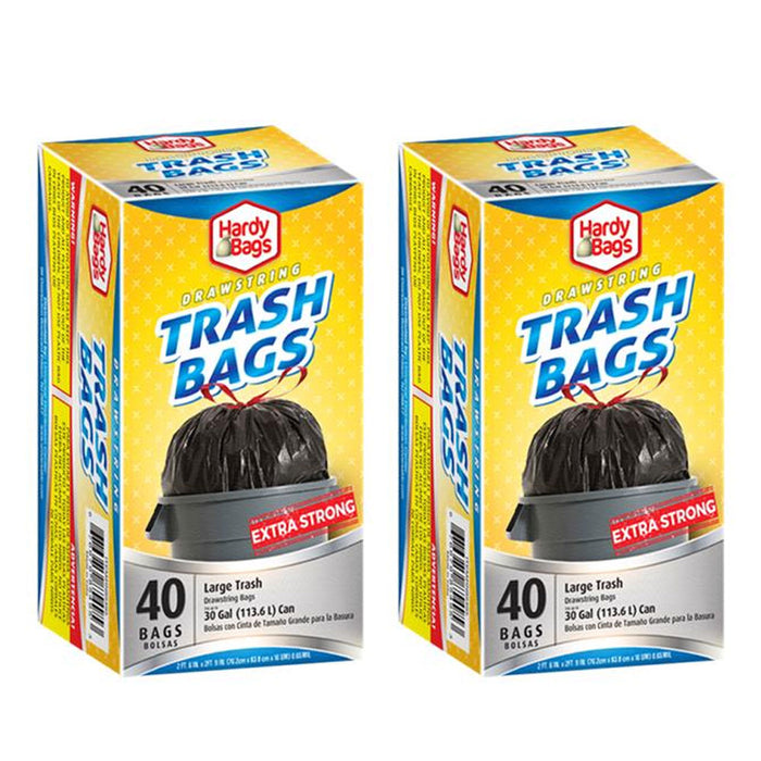 80 Large 30 Gallon Commercial Trash Garbage Can Bags Heavy Duty Yard Kitchen Tie