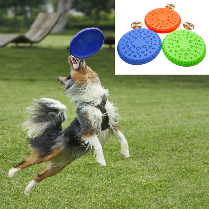 Pet Rubber Flying Disc 9" Catch Dog Fetch Toy Play Exercise Garden