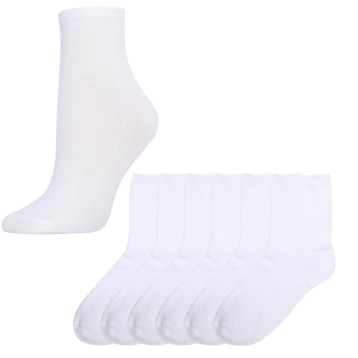 6 Pairs Unisex Little Kids Youth Boys Girls Soft Crew Dress Socks Sz 2T 3T White