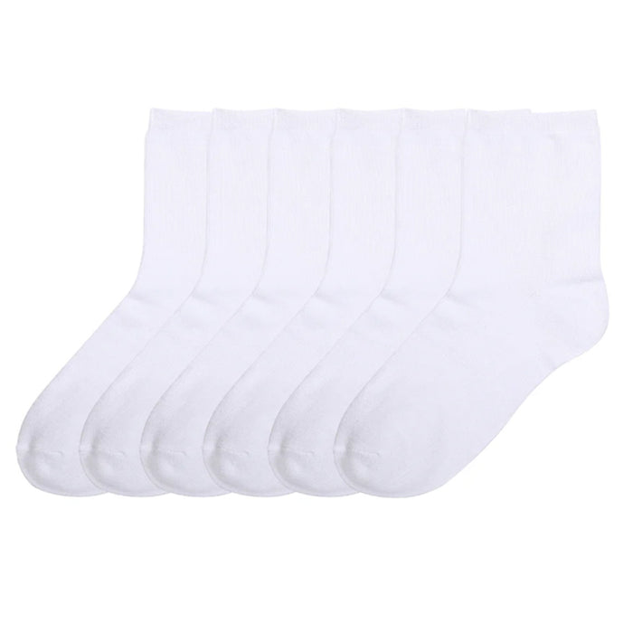 6 Pairs Unisex Little Kids Youth Boys Girls Soft Crew Dress Socks Sz 2T 3T White