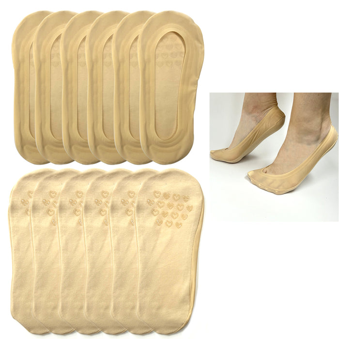 12pk No Show Socks Women Nude Flats Non Slip Foot Liner Invisible Ultra Low 9-11