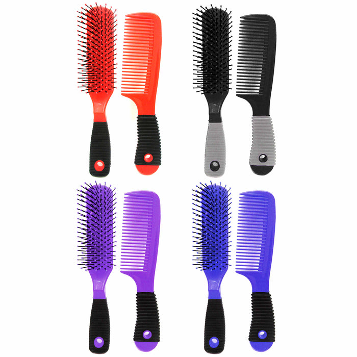 4pc Detangle Brush Comb Set Wet Dry Hair Styling Wash Salon Hairdressing 2 PACKS