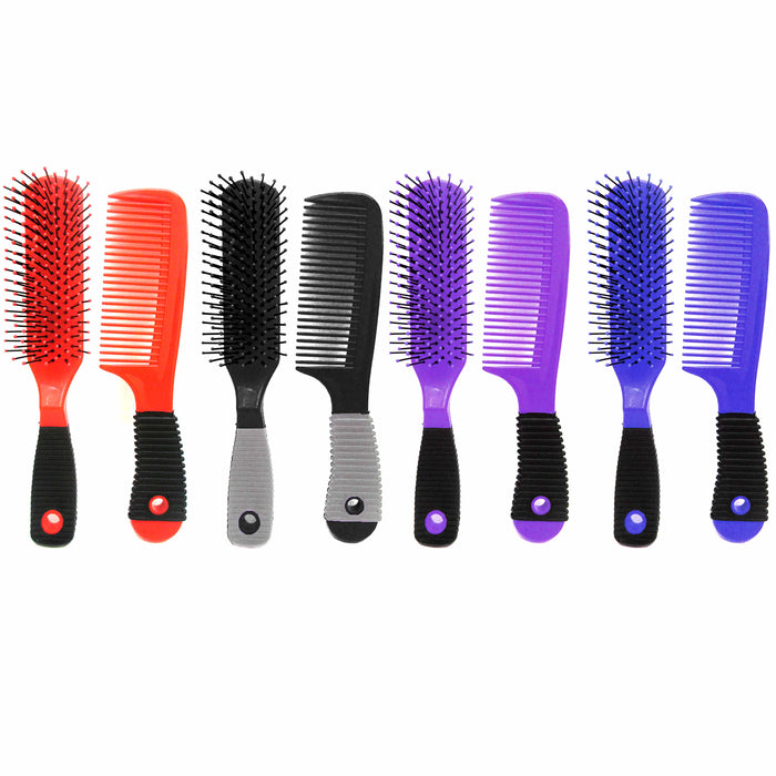 4pc Detangle Brush Comb Set Wet Dry Hair Styling Wash Salon Hairdressing 2 PACKS