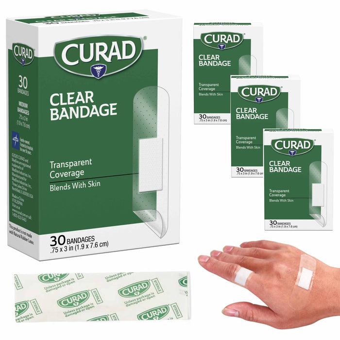 120 Ct Clear Bandages Transparent Adhesive Sheer Heal Wounds First Aid Medium 3"