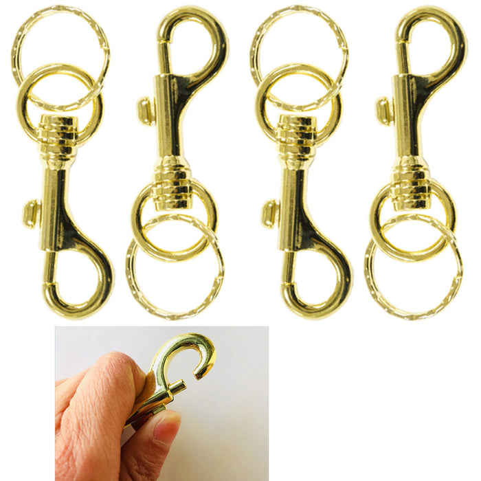 4 Pc Lobster Clasp Snap Hook Gold Metal Key Ring Lanyard Pendant Keychain Clip