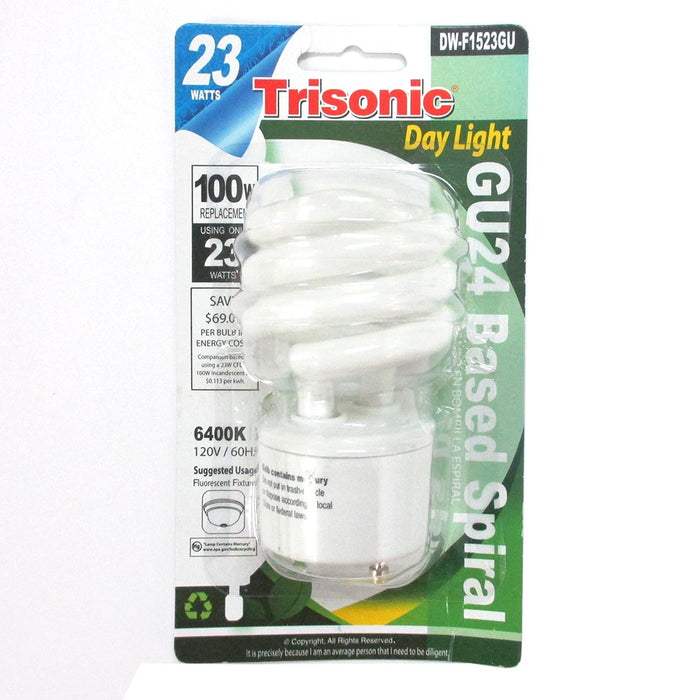 6 Pack 100 Watt Spiral Light Bulb 23 W White Energy Saving Fluorescent Daylight