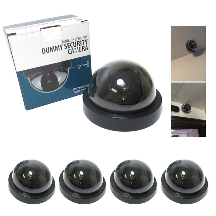 4 Fake Dummy Surveillance Security Camera Dome LED Sensor Flashing Light Blink