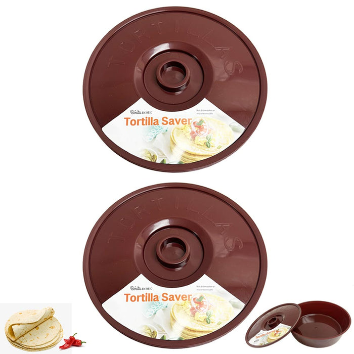 2 Tortilla Keeper Pancake Warmer Tacos Pita Arepas Container Round 8 Inch Server