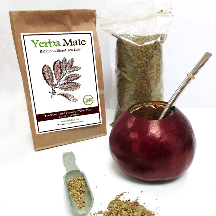 4 Pc Argentina Yerba Mate Tea Gourd 6 Oz Cup Bombilla Combo Leaf Bag Kit 059